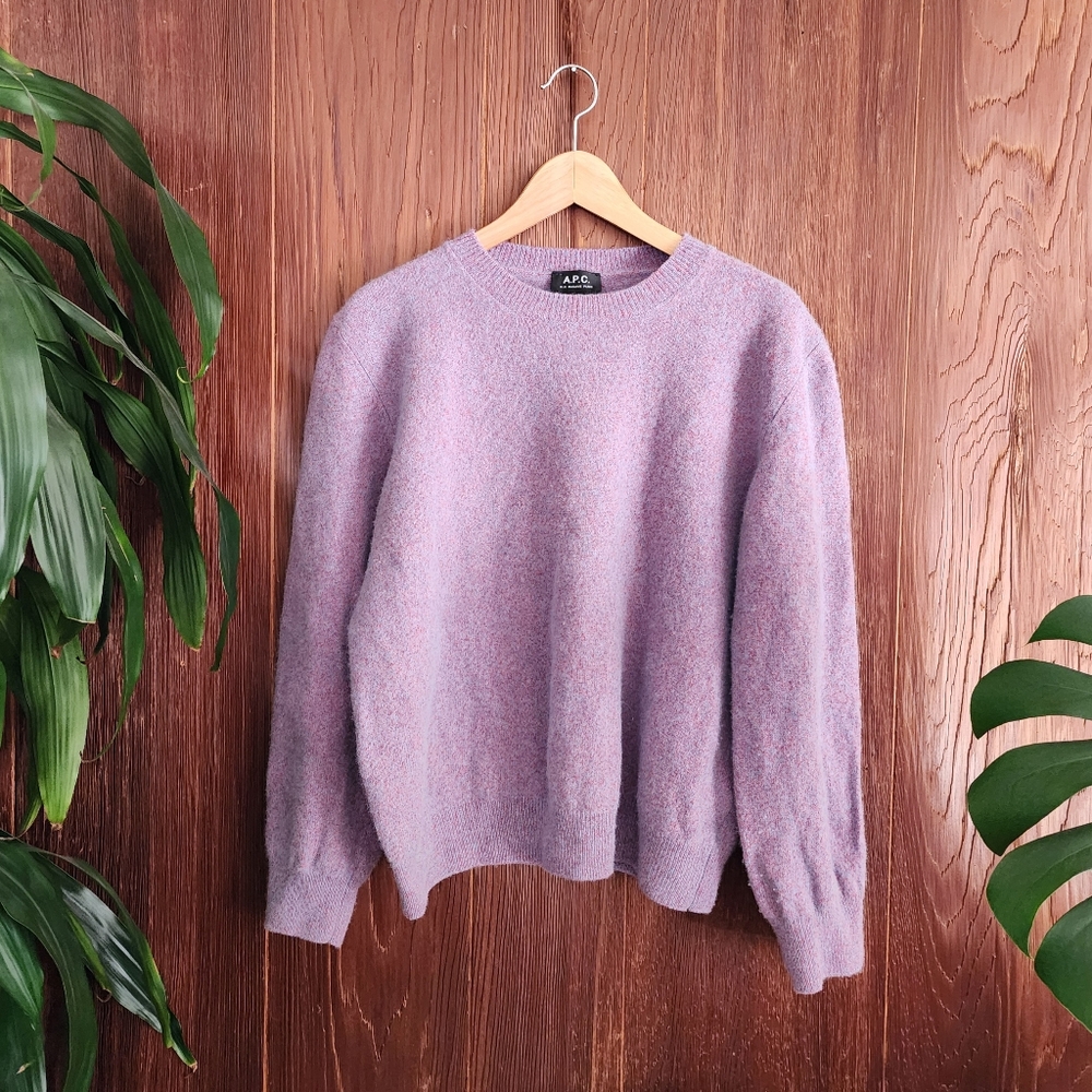 A.P.C Purple Crewneck Longsleeve Wool Sweater XXL / 14